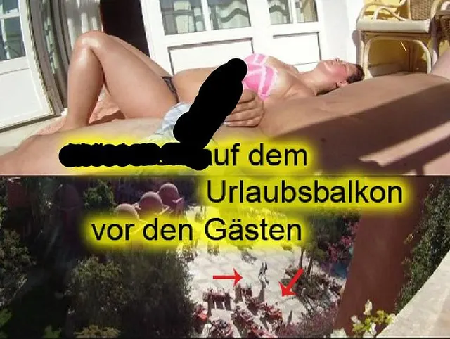 Wichsen auf dem Urlaubsbalkon vor Gästen