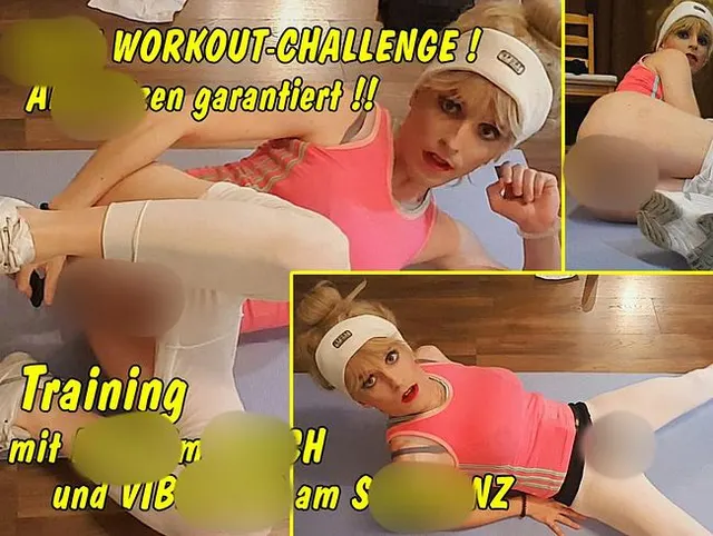 Geile Workout-Challenge!! Training mit Plug im Arsch und Vibrator am Schwanz!