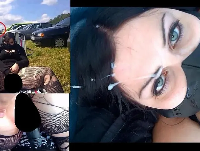 Public Dildofick am Campingplatz + geile Gesichtsbesamung