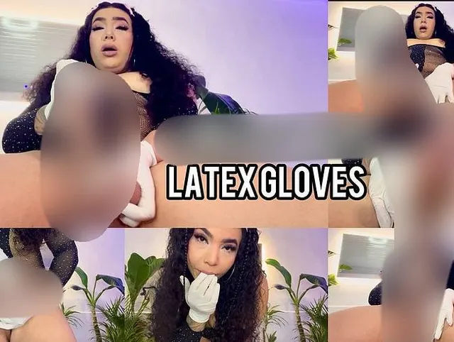 Samenerguss mit Latexhandschuhen