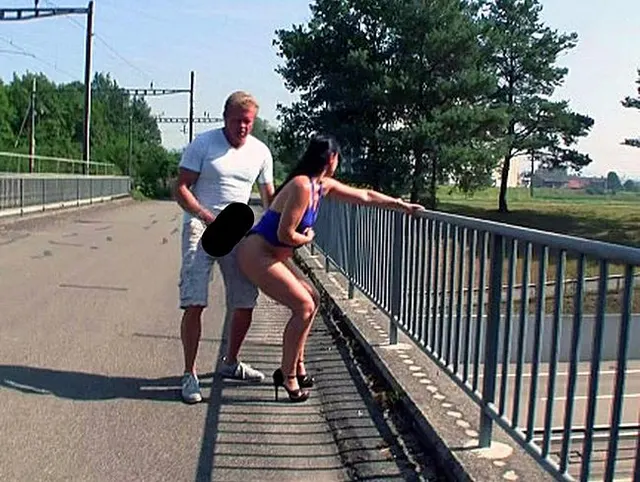 Von der Autobahnbrücke auf die Autos runter gepisst