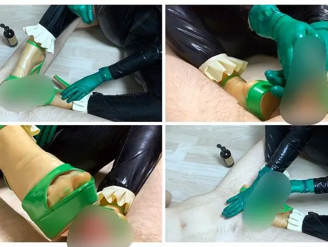 Mach meine Latex Füße so richtig nass!