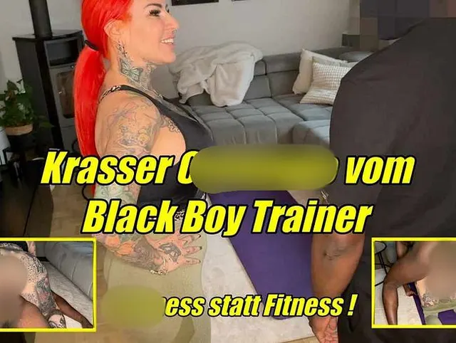 Krasser Creampie vom  Black Boy Trainer fickness statt Fitness !