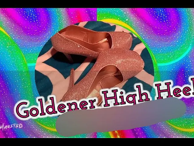Goldener High Heels Dildo Fick!!