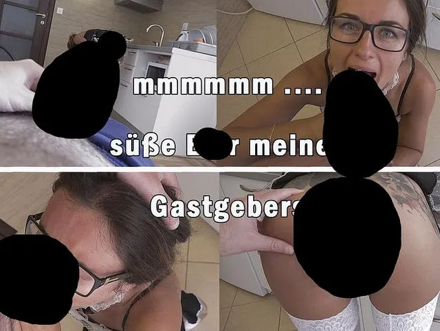 Mein Gastgeber fickte mich in den Mund, als ich putzte