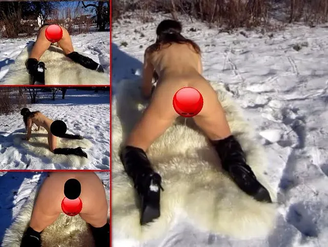Piss auf Schaf-Fell im Schnee