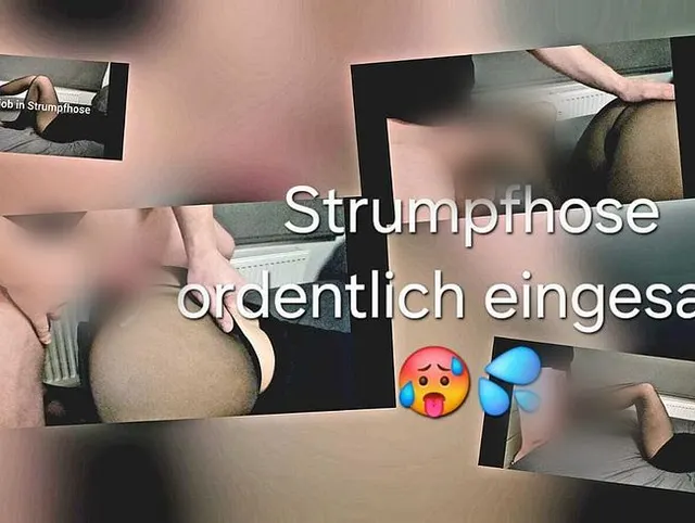 Footjob in Nylonstrumpfhose ! Volle Ladung auf meinen geilen Arsch !