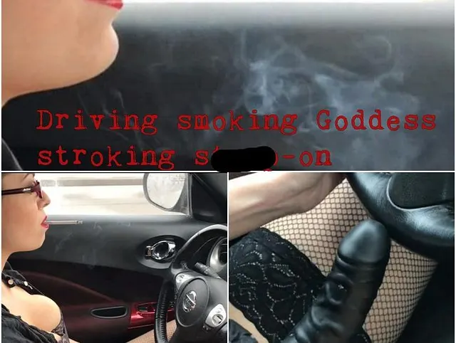 Rauchende treibende Göttin, die ihr Strap-on streichelt