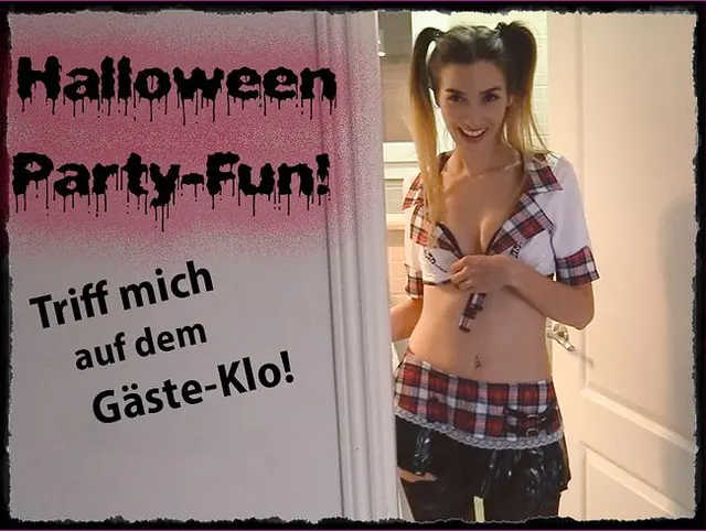 Halloween Party-Fick! Reinspritz-Schlampe auf dem Gästeklo!
