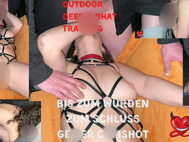 Outdoor Deepthroat Traning bis zum würgen zum schluss Cumshot