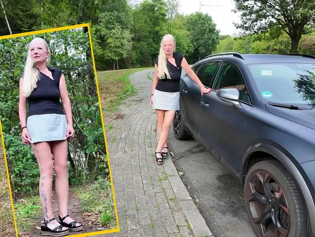Frech, öffentlich und ohne Höschen! Geiler Public Rastplatz Piss!