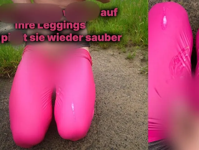 Sissyschlampe wichst auf ihre Leggings und pisst sie wieder sauber