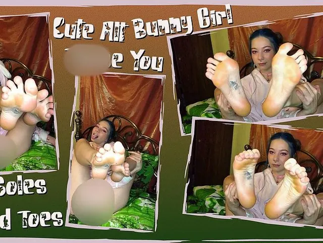 Süßes Alt BunnyGirl neckt dich mit ihren weichen, empfindlichen Sohlen und Zehen