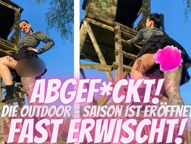 FAST ERWISCHT! Abgekniet & Abgefickt auf dem Hochstand!