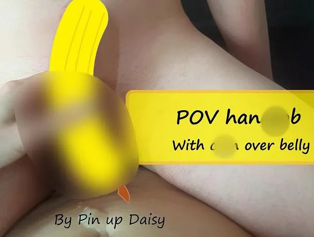 POV-Handjob mit Sperma über dem Bauch