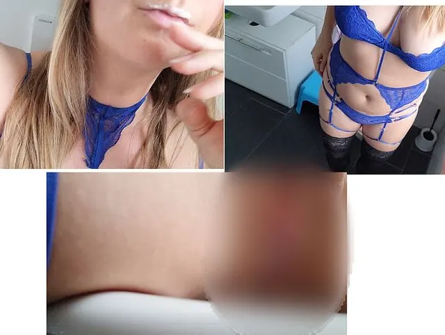 Strapsenmaus zeigt NS feuchte Cream am Mund und sb