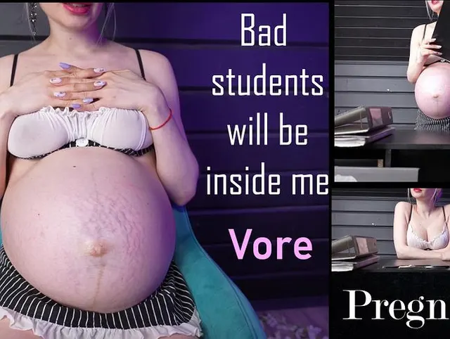 Lehrerin bekommt schlechte Schüler in Vore Rollenspiel Schwanger