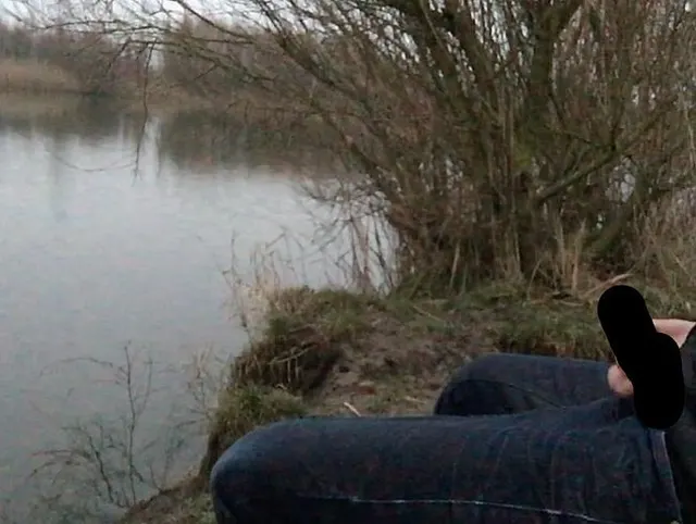 Fetish gay boy is pissing and jerking outdoors