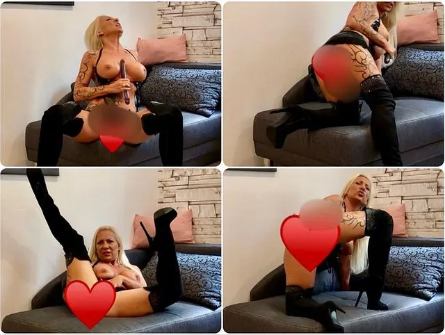 Overknie Stiefel Lady gibt Wichsanweisung, komm fick mir meinen Arsch
