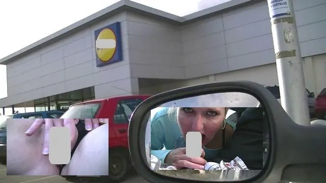 Blowjob vor dem Supermarkt mit Zuschauern