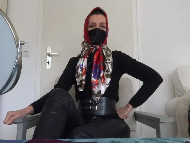 Satin Tuch Masken Fetisch mit Kopftuch
