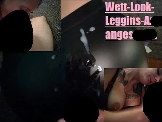 Wett-Look-Leggins-Arsch angespritzt