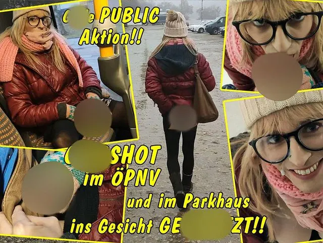 Krasse Public Aktion! Cumshot im ÖPNV und im Parkhaus ins Gesicht gespritzt!