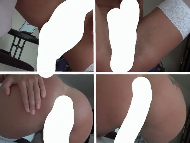Ein dünnes lateinisches Mädchen mit einem großen Arsch, mit einem Dildo gesattelt