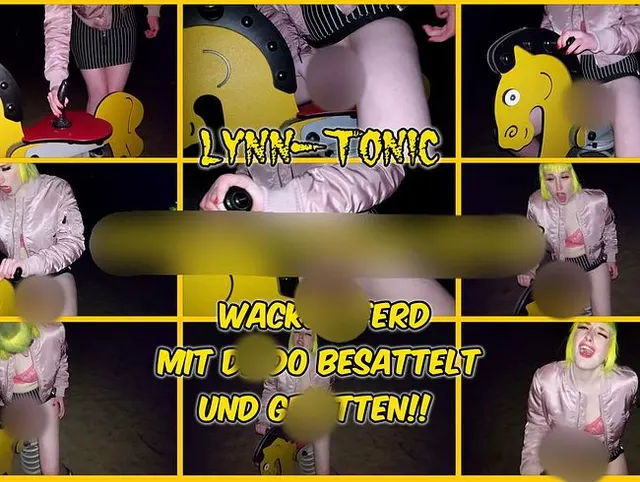 Spielplatz Outdoor Action! Wackelpferd mit Dildo besattelt und geritten!!