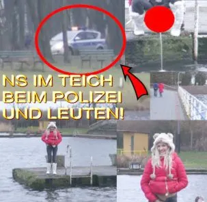 PISSEN IM TEICH BEI POLIZEI UND LEUTEN!
