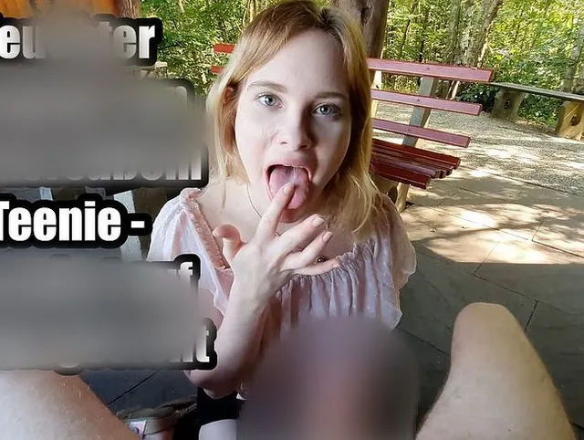 Feuchter Blowjob von zuckersüßem Teenie - Cumshot auf Engelsgesicht