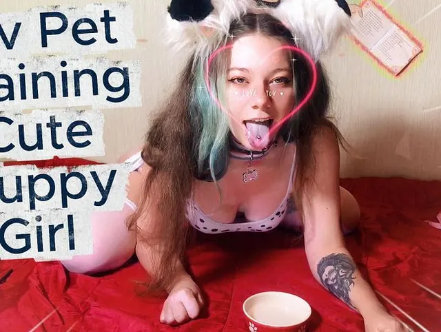 POV Haustiertraining: Süßes Welpenmädchen mit Orgasmuskontrolle